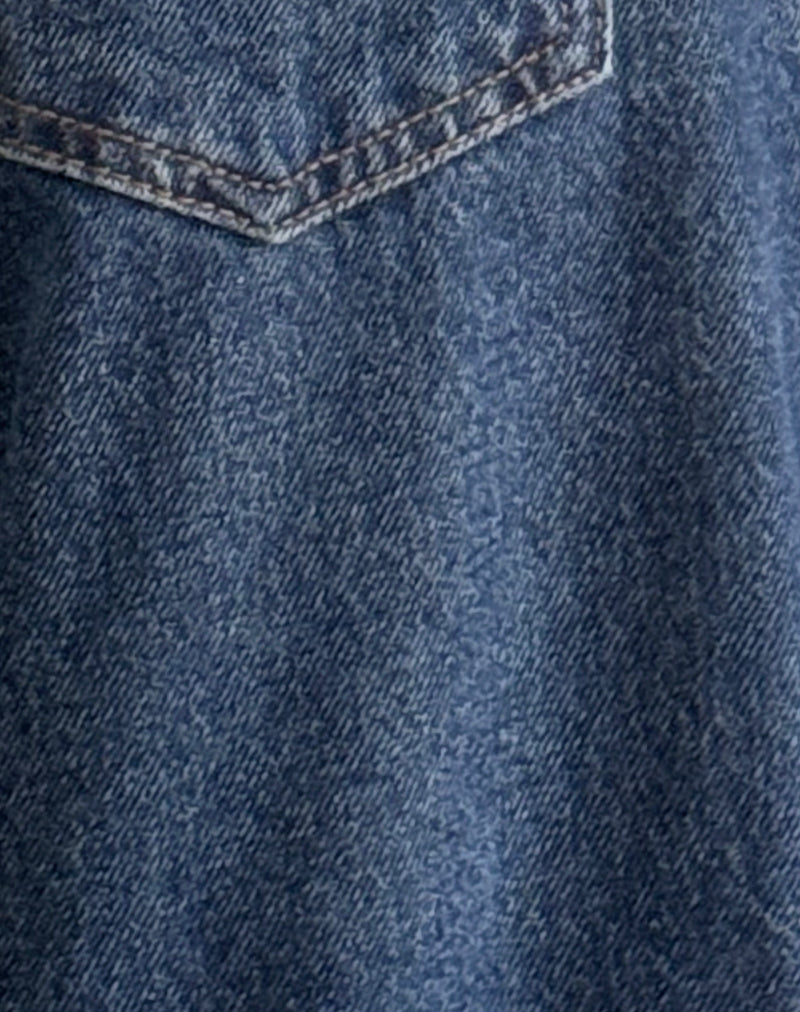 Roomy Extra Wide Low Rise Jeans in Mid Indigo Blue-Nico Sky