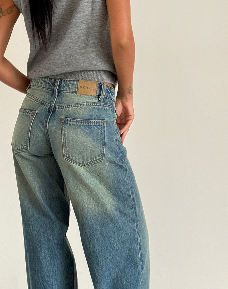Roomy Extra Wide Low Rise Jeans in Sea Green-Nico Sky