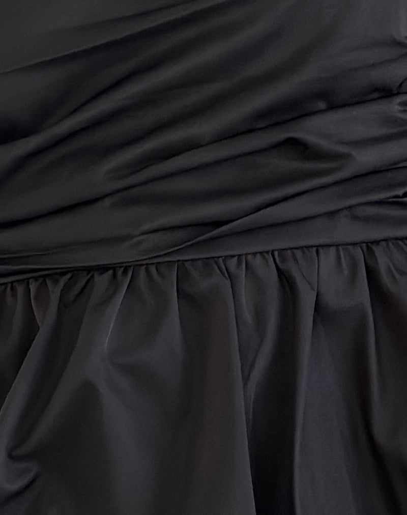 Sabita Puffball Bandeau Top in Black-Nico Sky