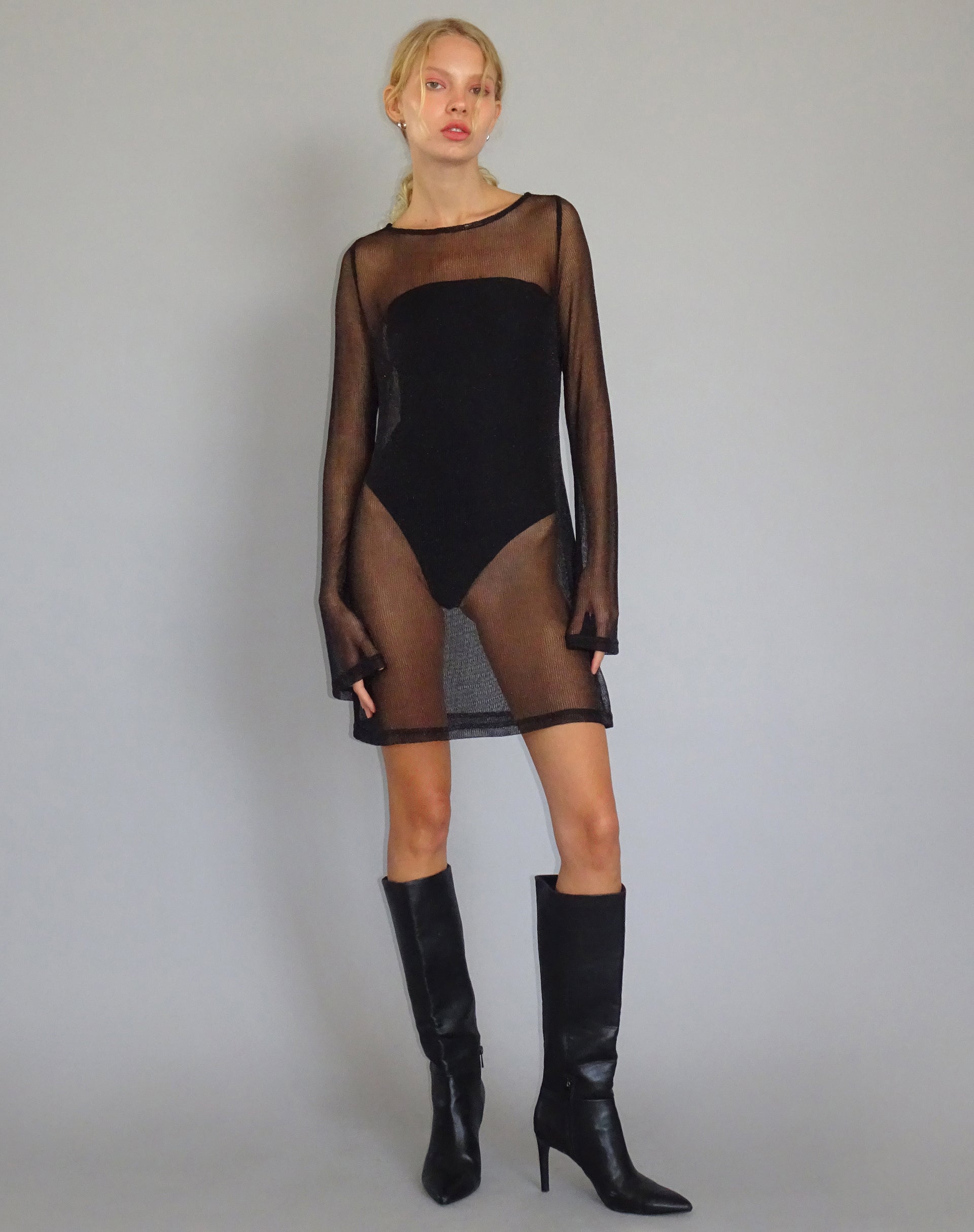 Sachin Mini Dress in Chain Knit Black-Nico Sky