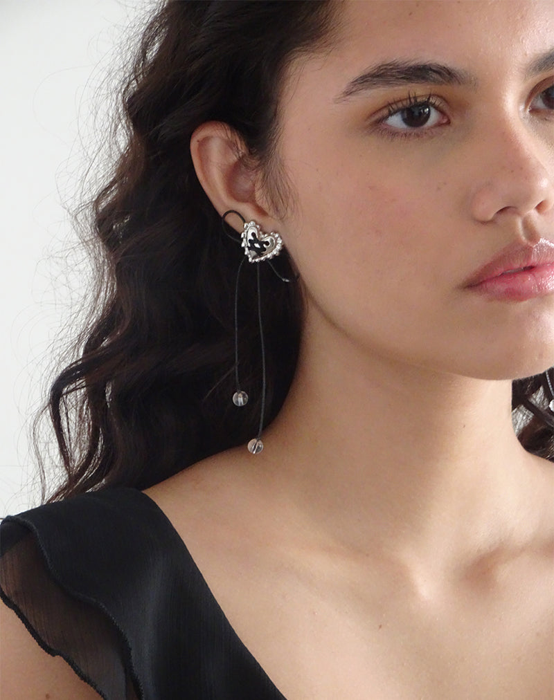 Sadie Bow Earrings in Silver-Nico Sky