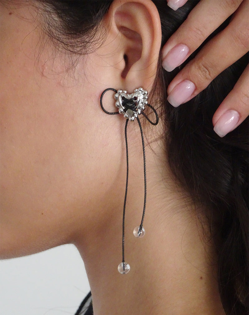 Sadie Bow Earrings in Silver-Nico Sky