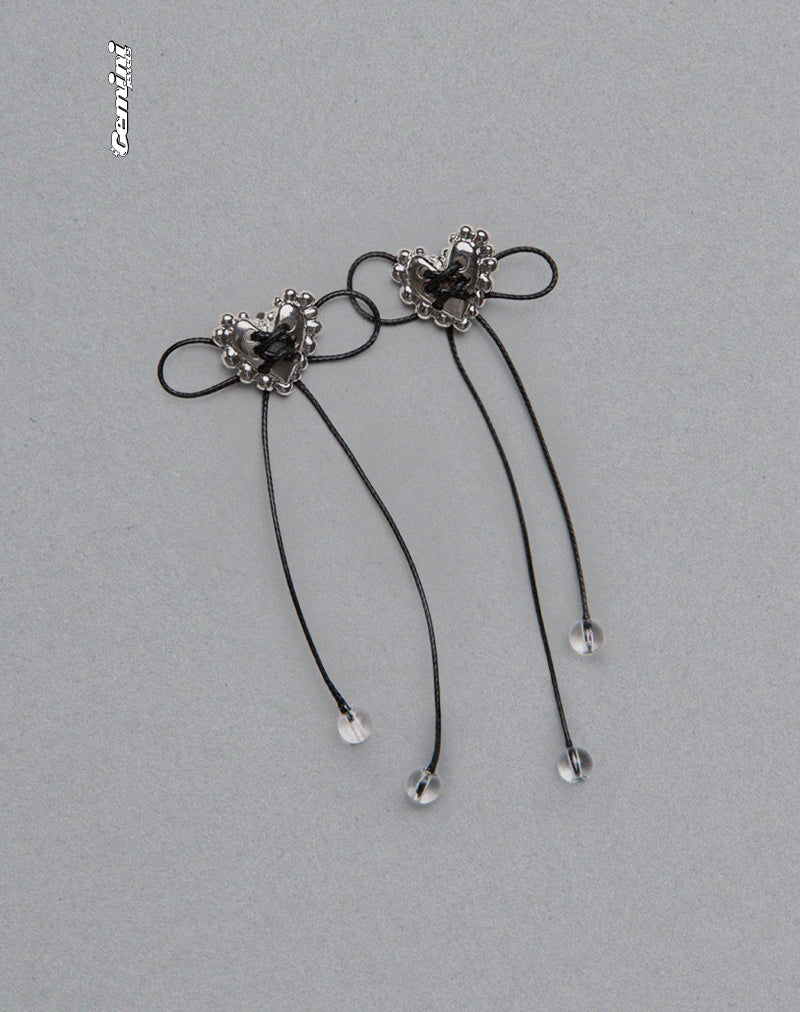 Sadie Bow Earrings in Silver-Nico Sky
