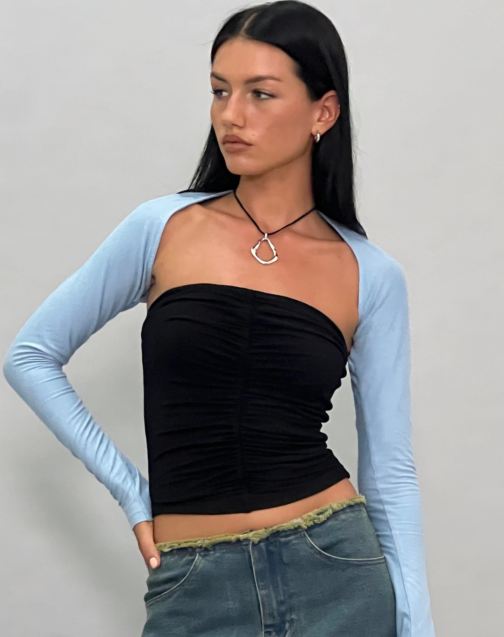 Ladri Shrug Top in Nantucket Blue-Nico Sky