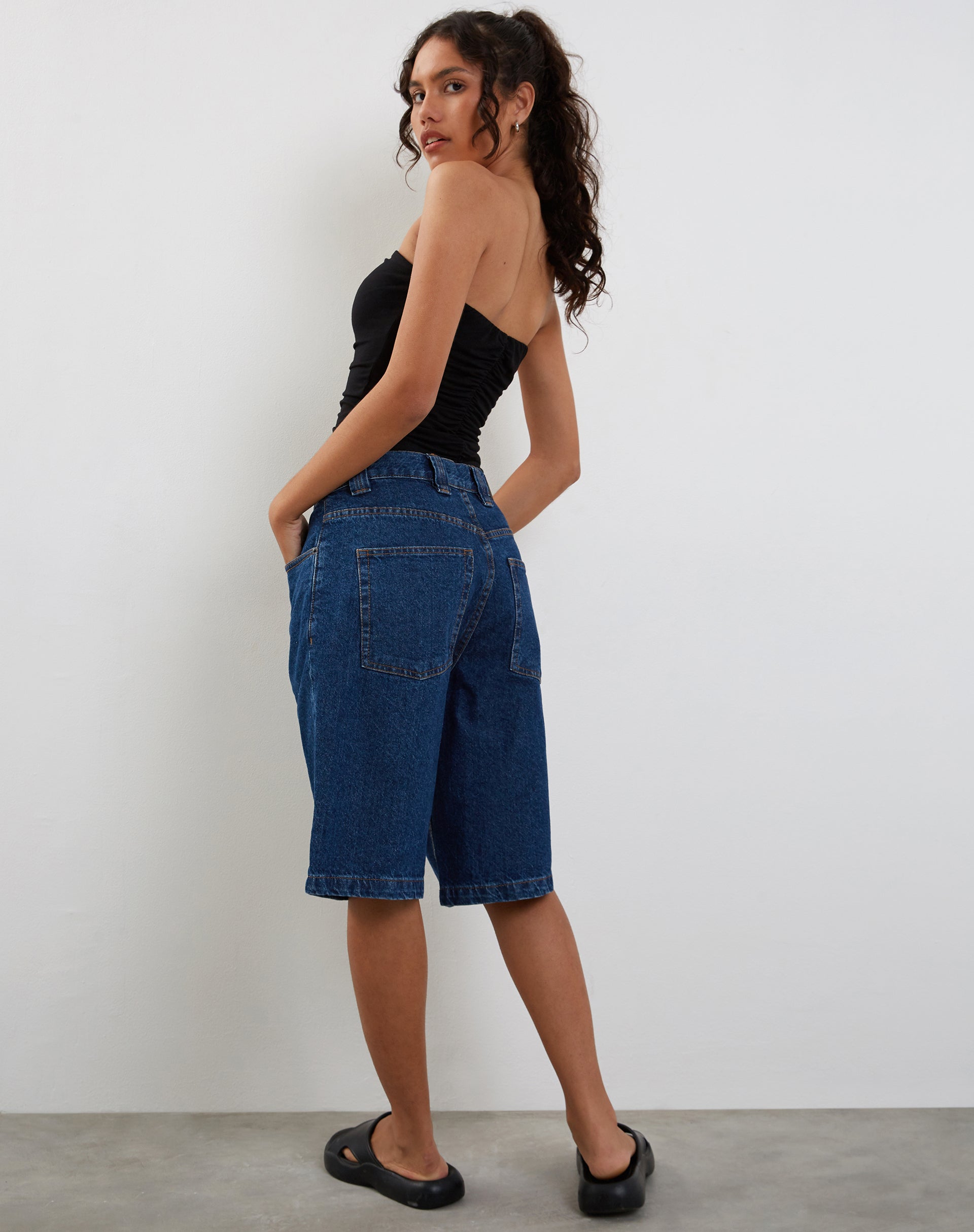 Sajna Ruched Bandeau Top in Black-Nico Sky