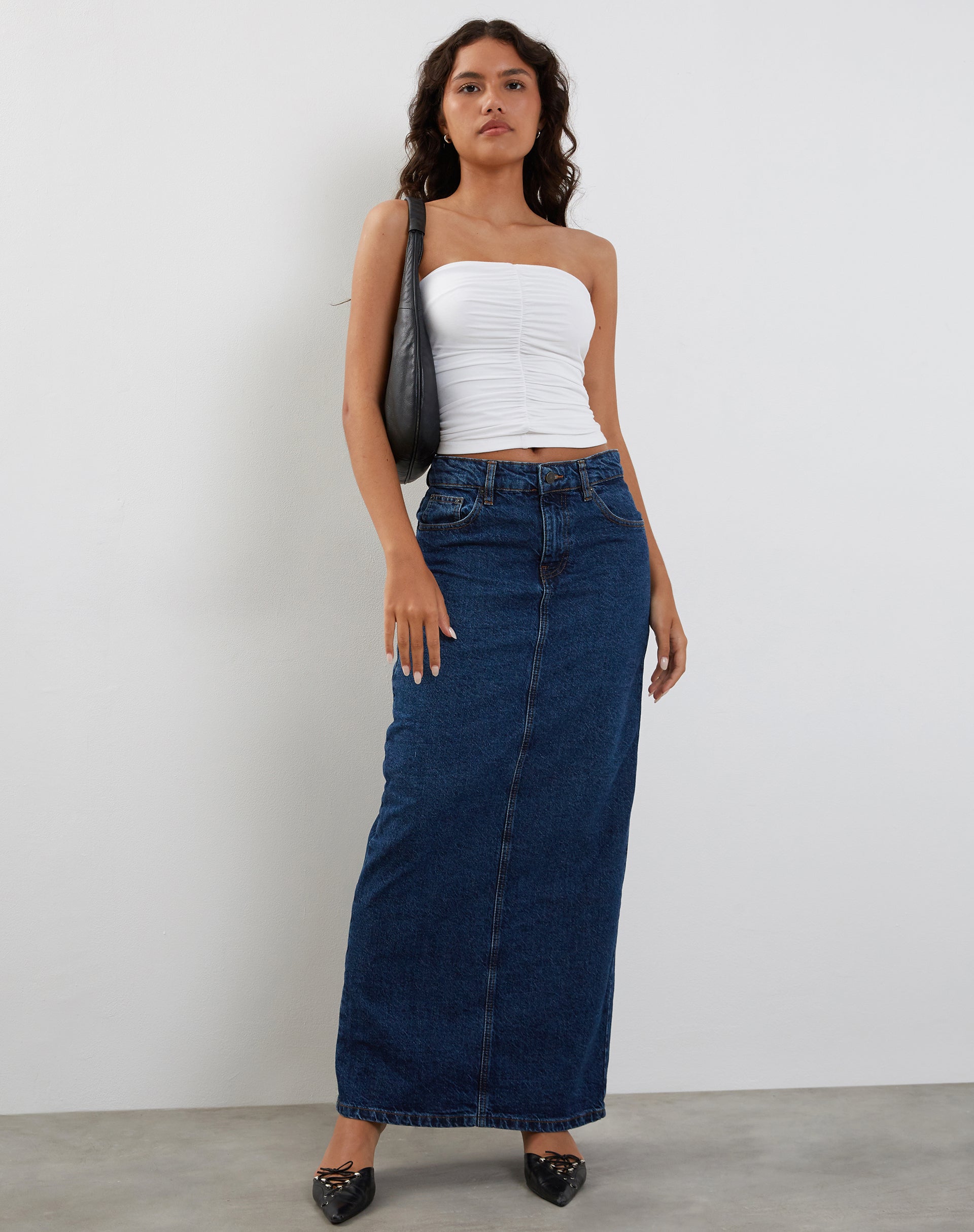 Sajna Ruched Bandeau Top in White-Nico Sky