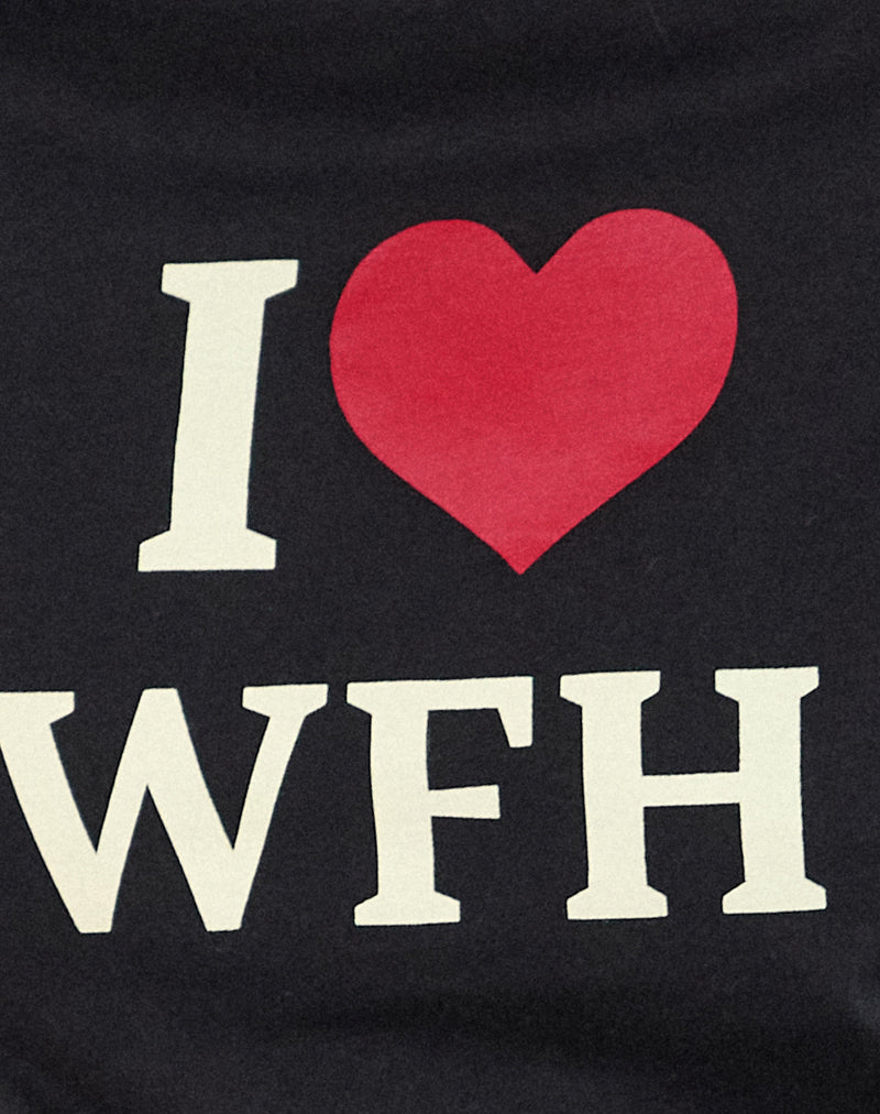 Sakha Top in Black with I Love WFH Slogan-Nico Sky