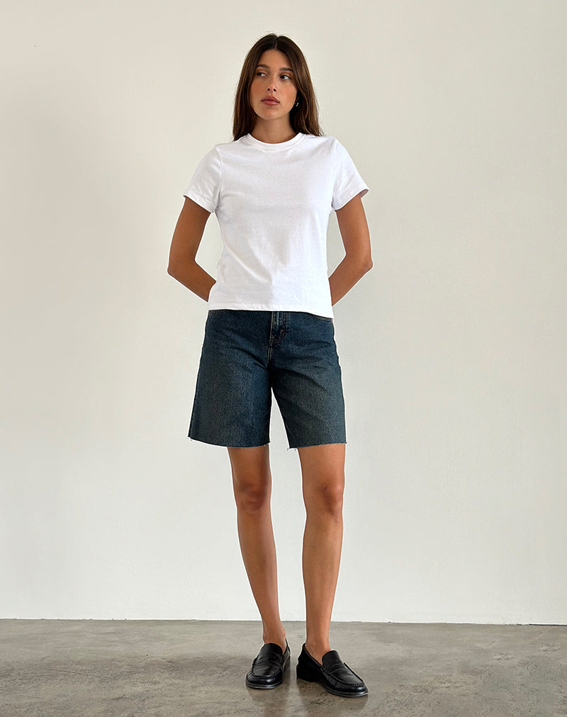 Sakha Boxy Top in Plain White-Nico Sky
