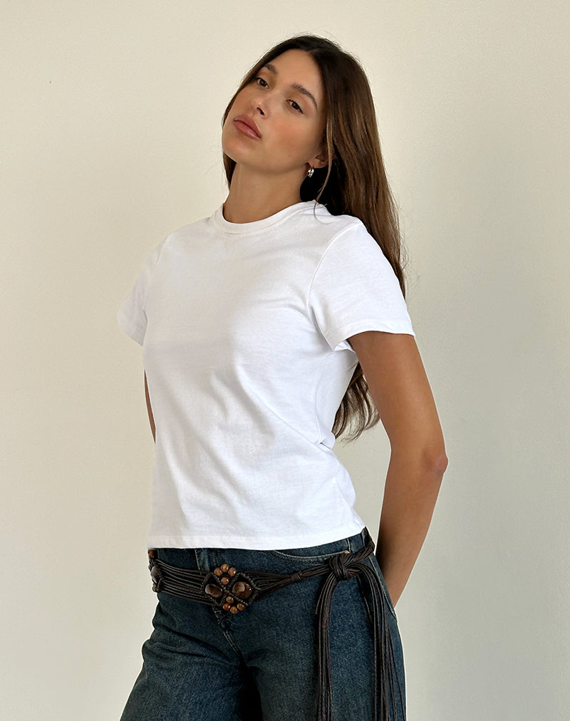 Sakha Boxy Top in Plain White-Nico Sky