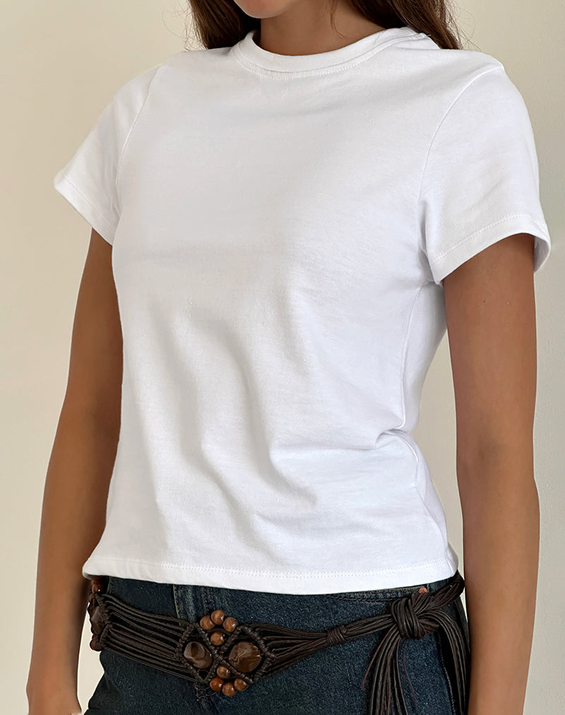 Sakha Boxy Top in Plain White-Nico Sky