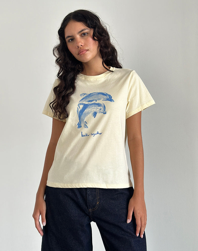 Saki Tee in Buttermilk with Better Together Slogan-Nico Sky