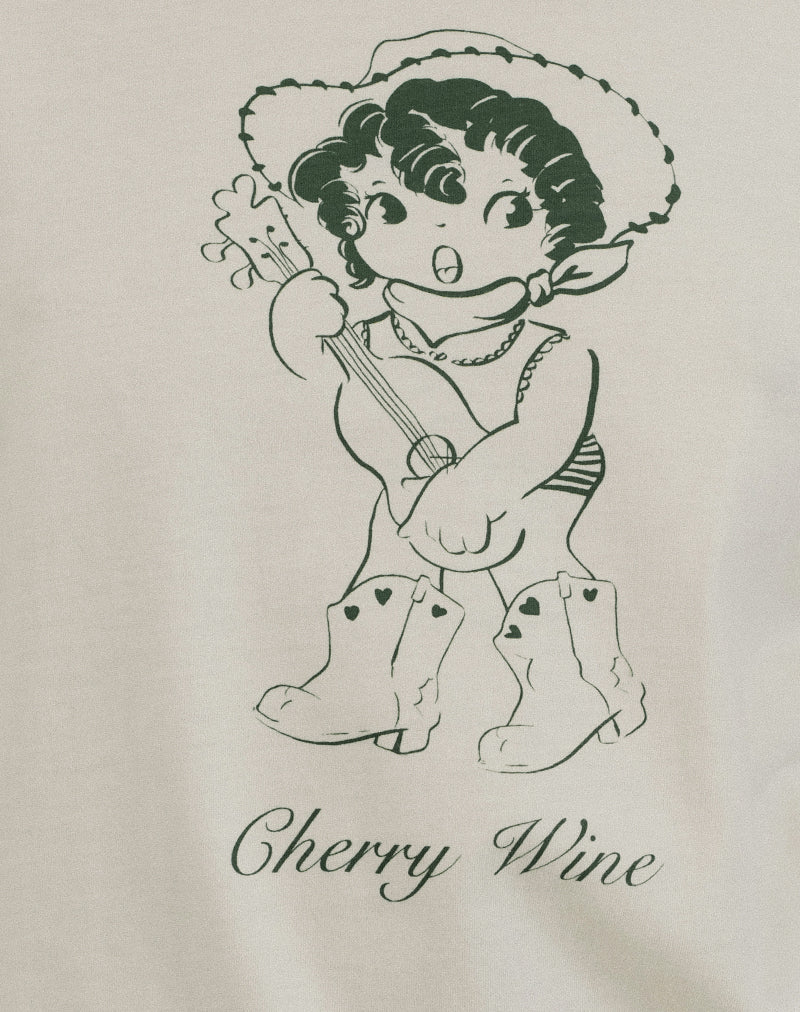 Saki Tee in Buttermilk with Cherry Wine Print-Nico Sky