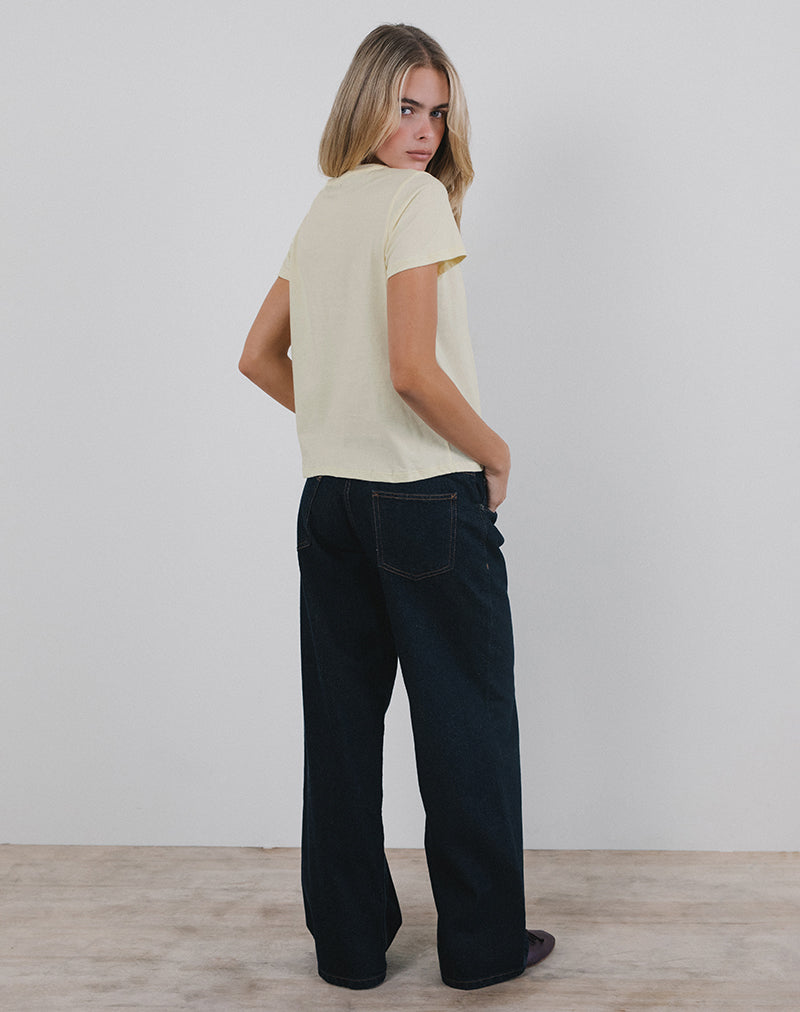 Saki Tee in Buttermilk with Cherry Wine Print-Nico Sky