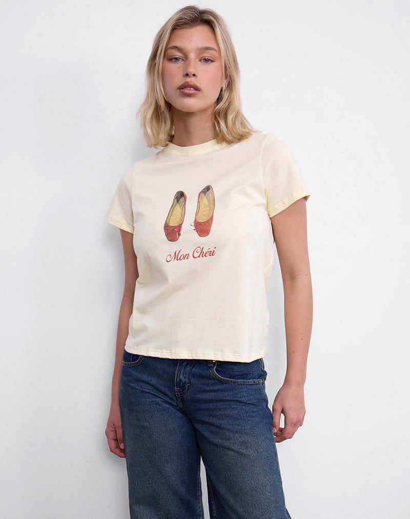 Saki Tee in Buttermilk with Mon Cheri Print-Nico Sky