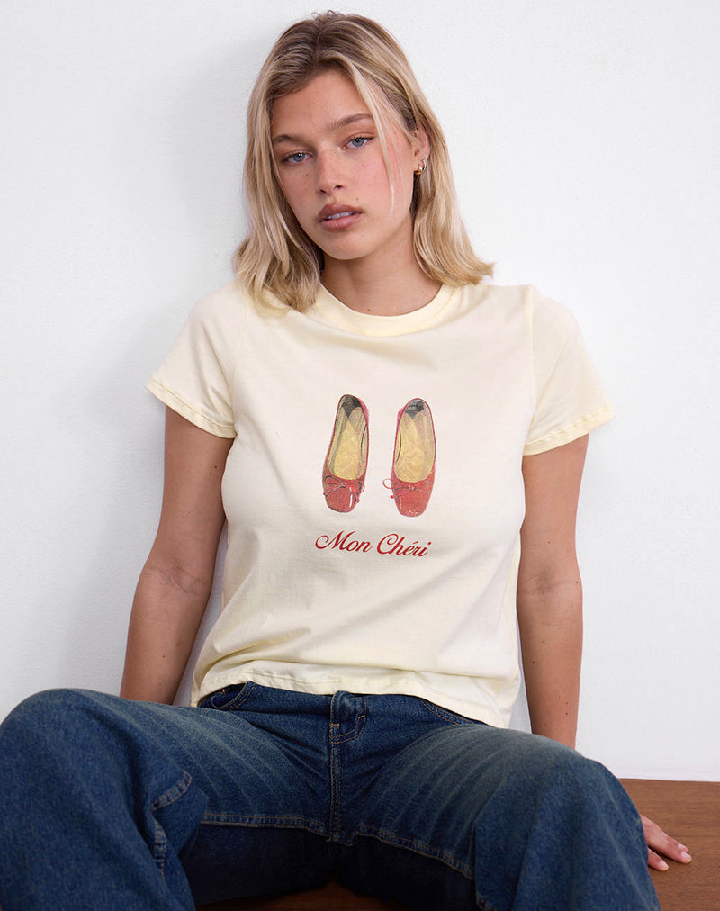 Saki Tee in Buttermilk with Mon Cheri Print-Nico Sky