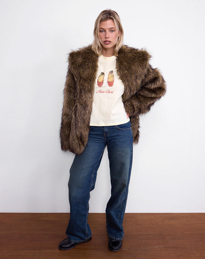 Saki Tee in Buttermilk with Mon Cheri Print-Nico Sky