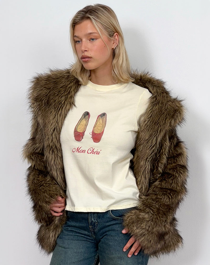 Saki Tee in Buttermilk with Mon Cheri Print-Nico Sky