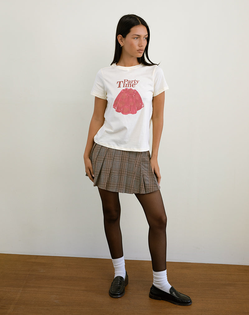 Saki Tee in Buttermilk with Party Time Print-Nico Sky