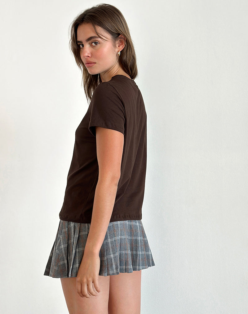 Saki Tee in Chocolate Brown with Girl Intuition Print-Nico Sky