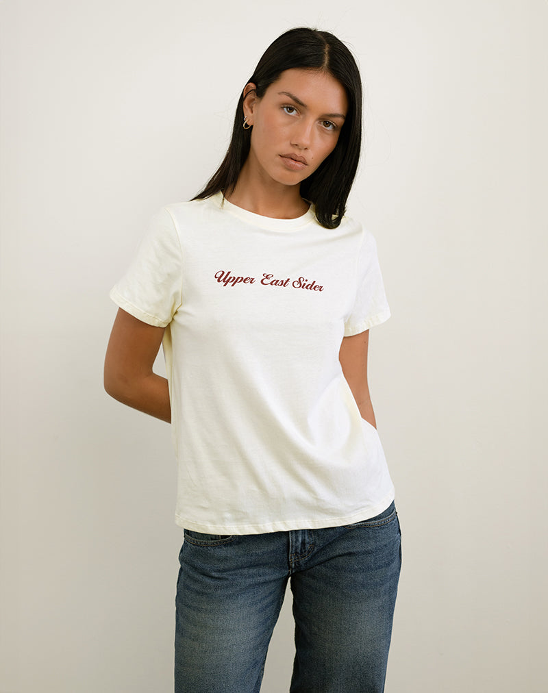 Saki Tee in Ivory with Upper East Sider Print-Nico Sky