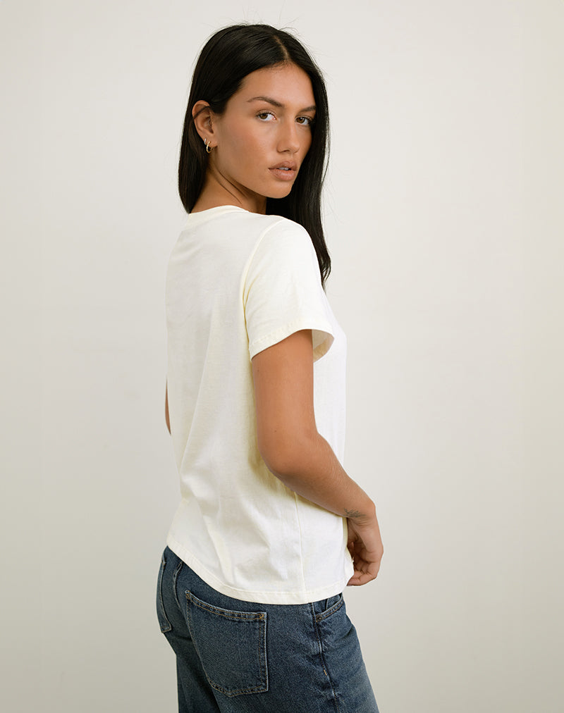 Saki Tee in Ivory with Upper East Sider Print-Nico Sky