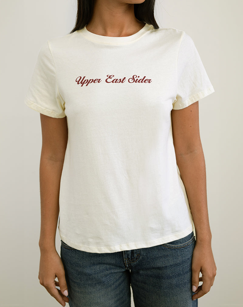 Saki Tee in Ivory with Upper East Sider Print-Nico Sky