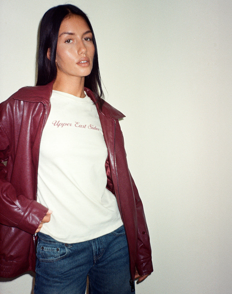 Saki Tee in Ivory with Upper East Sider Print-Nico Sky