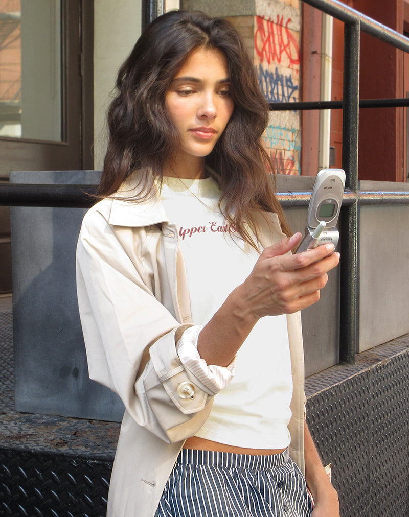 Saki Tee in Ivory with Upper East Sider Print-Nico Sky