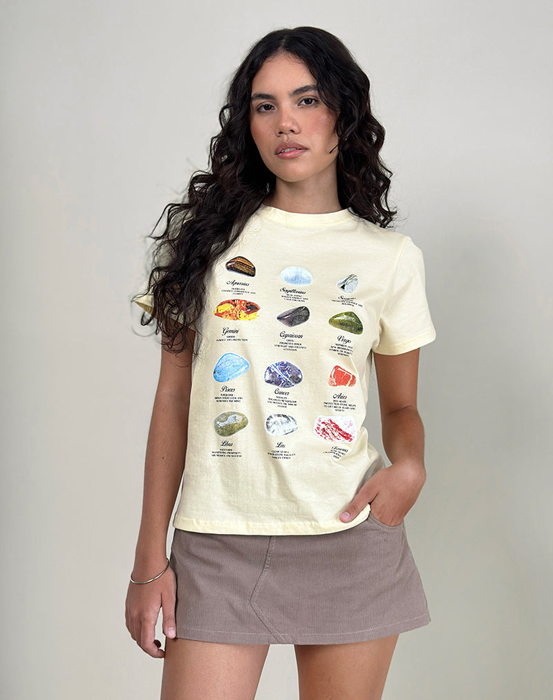Saki Tee in Buttermilk Healing Stone Horoscope Print-Nico Sky