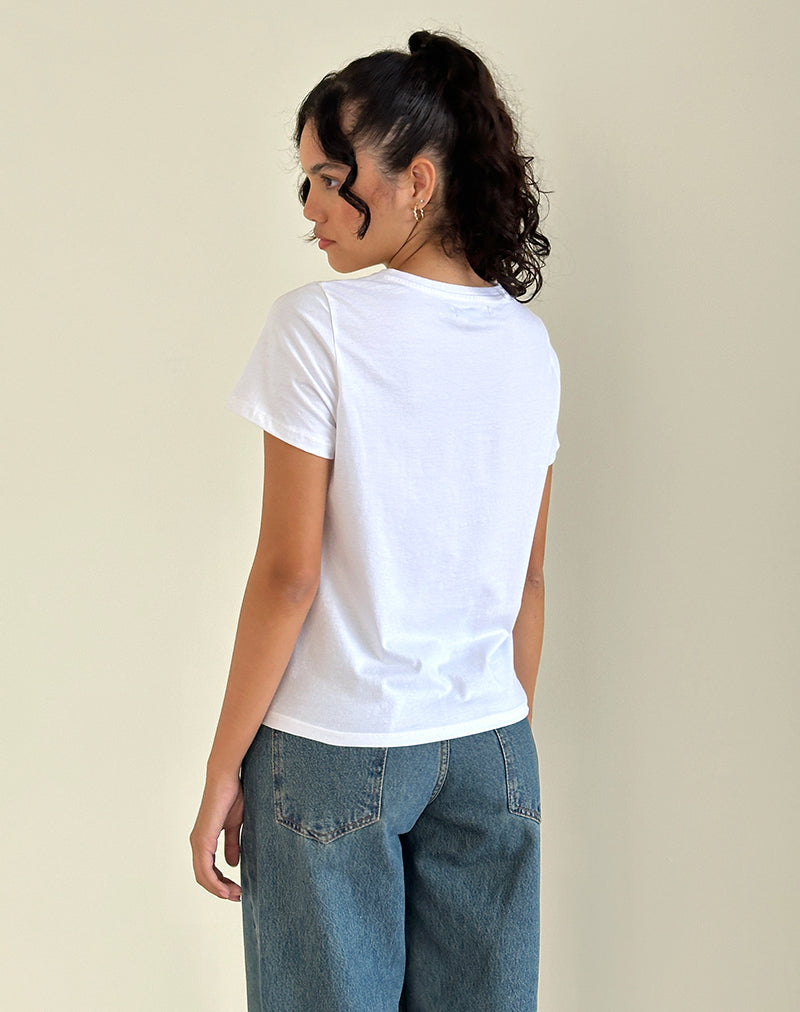 Saki White Tee in Kitty Print-Nico Sky