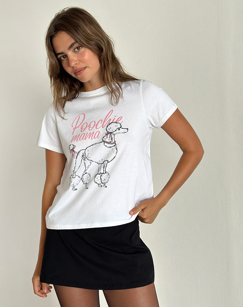 Saki Tee in White with Poodle Graphic-Nico Sky