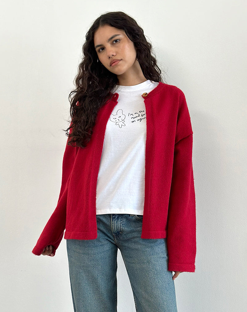 Saki Tee in White Argument Mood Print-Nico Sky