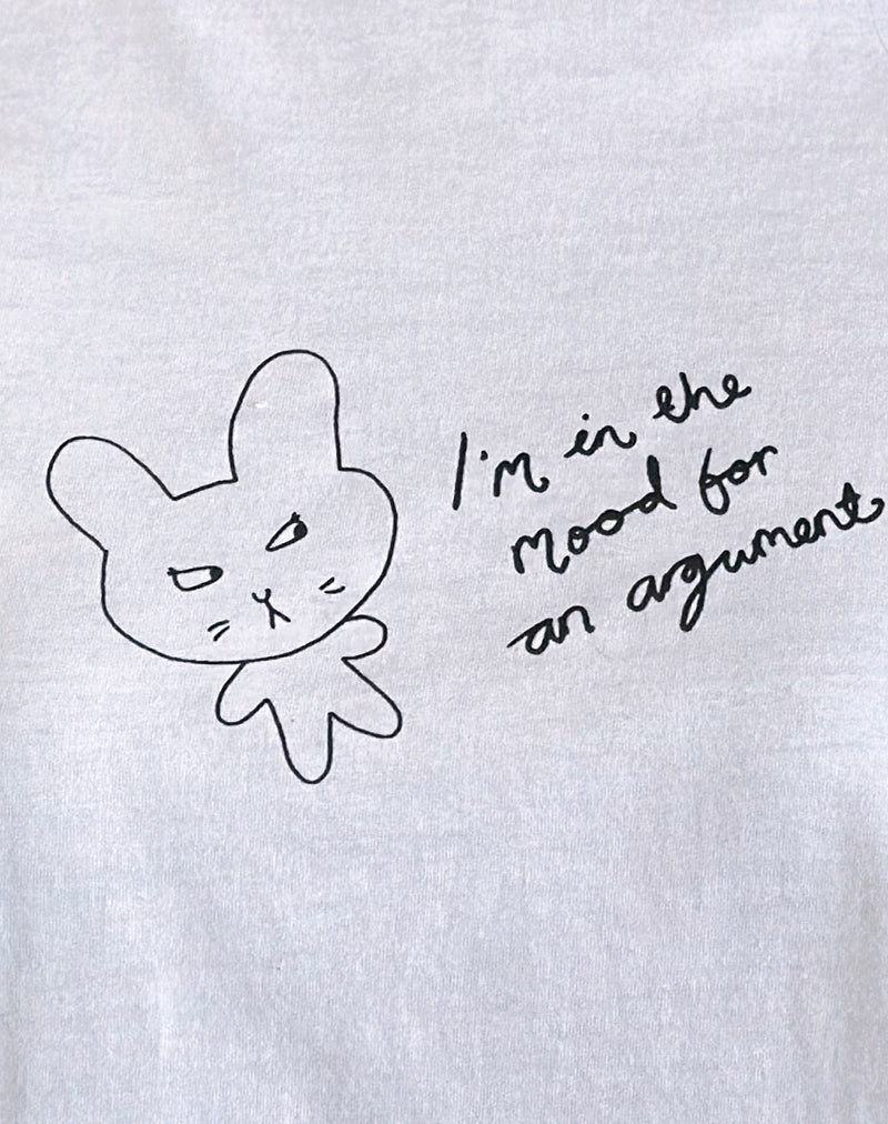 Saki Tee in White Argument Mood Print-Nico Sky