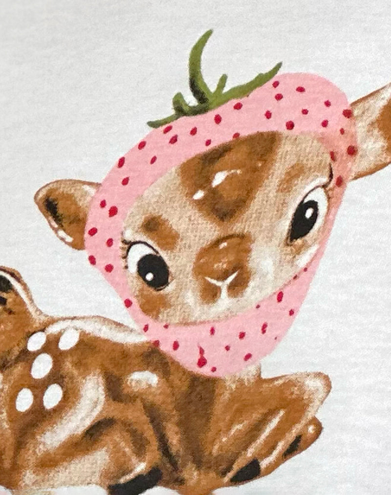 Saki Tee in White with Baby Deer Print-Nico Sky