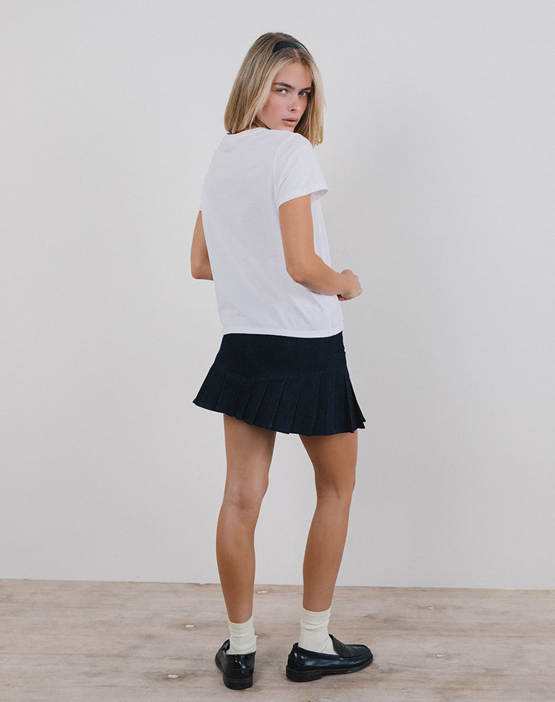 Saki Tee in White with Baby Deer Print-Nico Sky