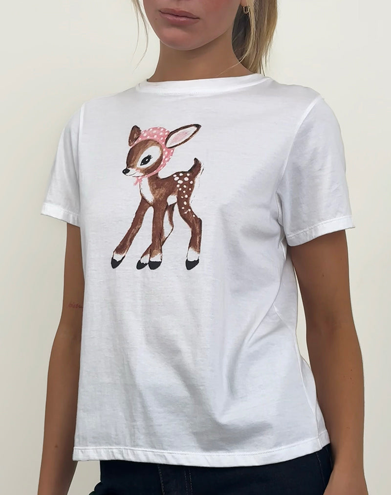 Saki Tee in White Deer with Scarf-Nico Sky