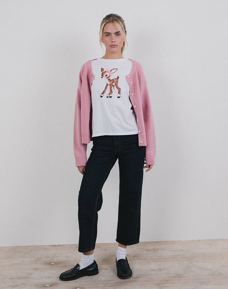 Saki Tee in White Deer with Scarf-Nico Sky