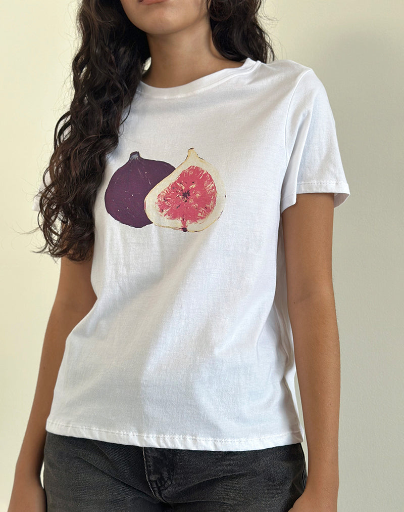 Saki Tee in White Fig-Nico Sky
