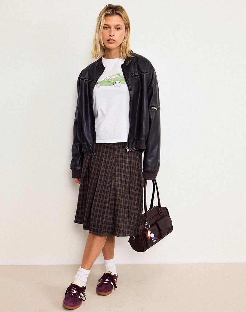 Saki Tee in White with Green Car-Nico Sky