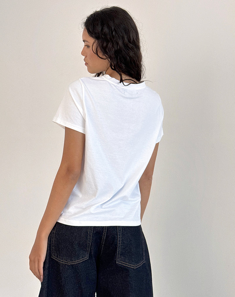 Saki Tee in White with Royal Red Euro Summer-Nico Sky