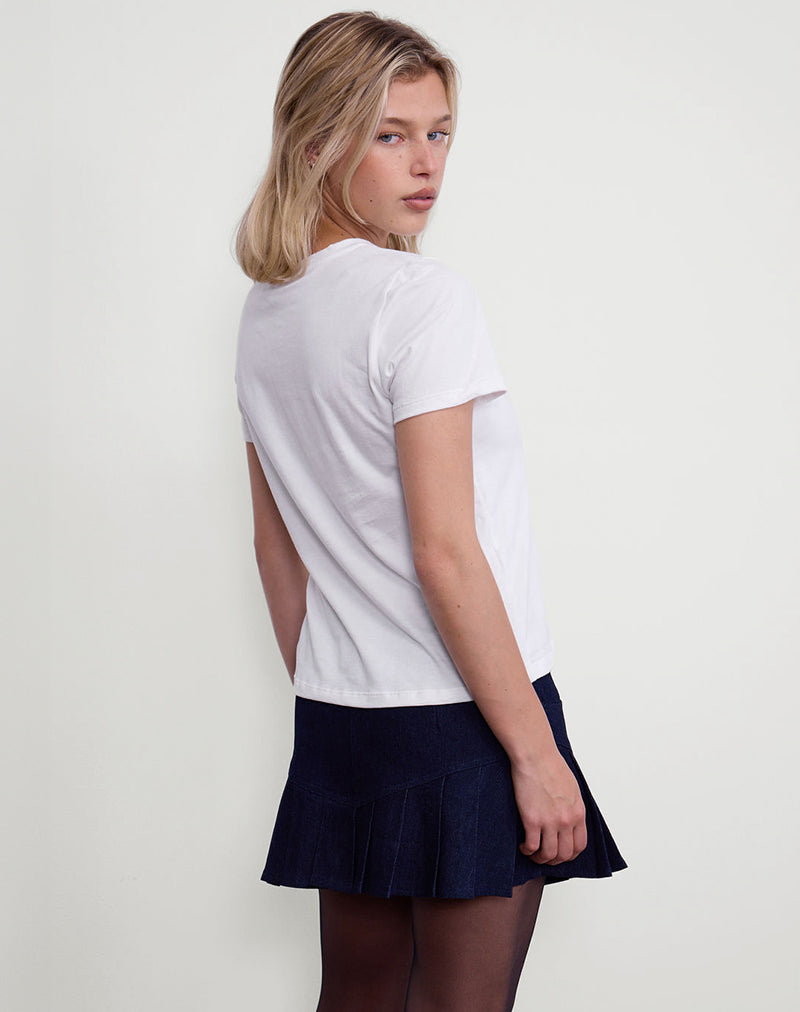 Saki Tee in White with Shoe Addicted Print-Nico Sky