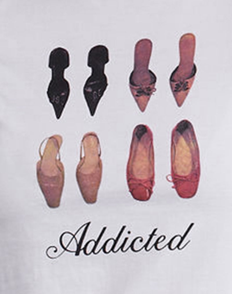 Saki Tee in White with Shoe Addicted Print-Nico Sky