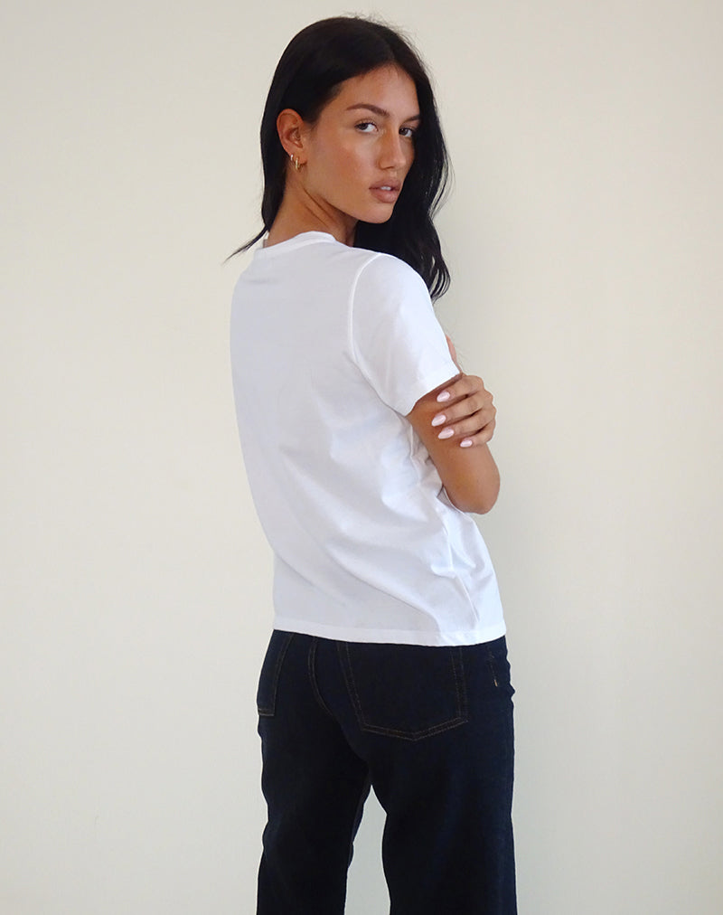 Saki Tee in White with Red Star Signs Print-Nico Sky