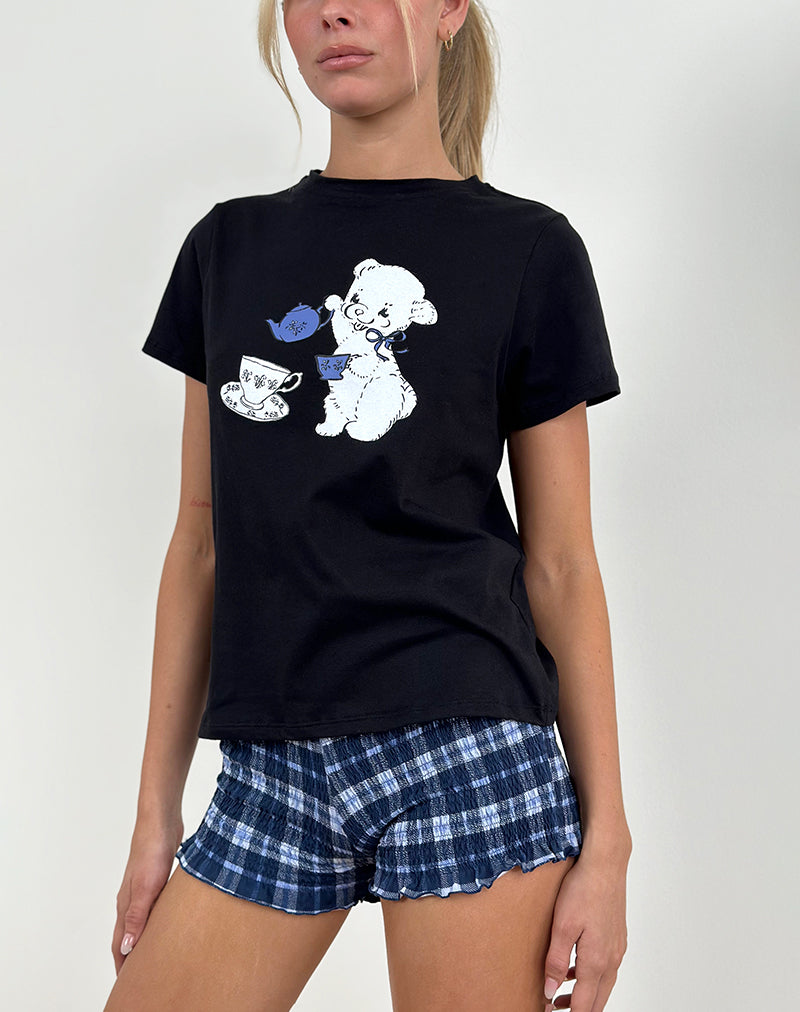 Saki Tee in Black With Tea Time Print-Nico Sky