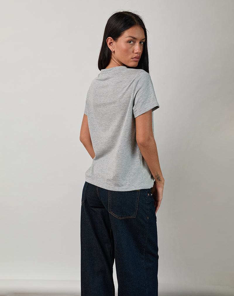 Saki Tee in Grey Marl with I Love OOO Graphic-Nico Sky
