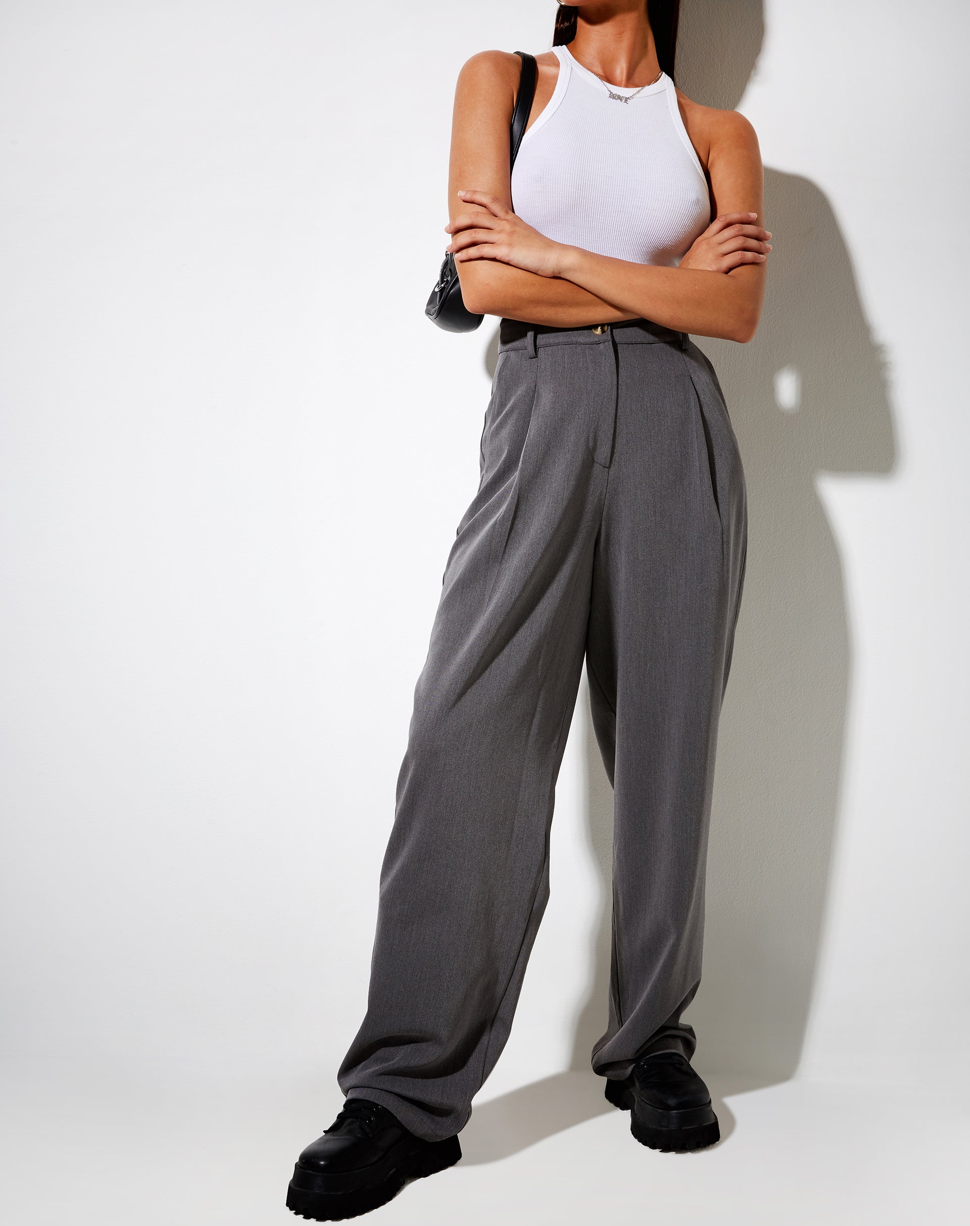 Sakila Trouser in Tailoring Charcoal-Nico Sky