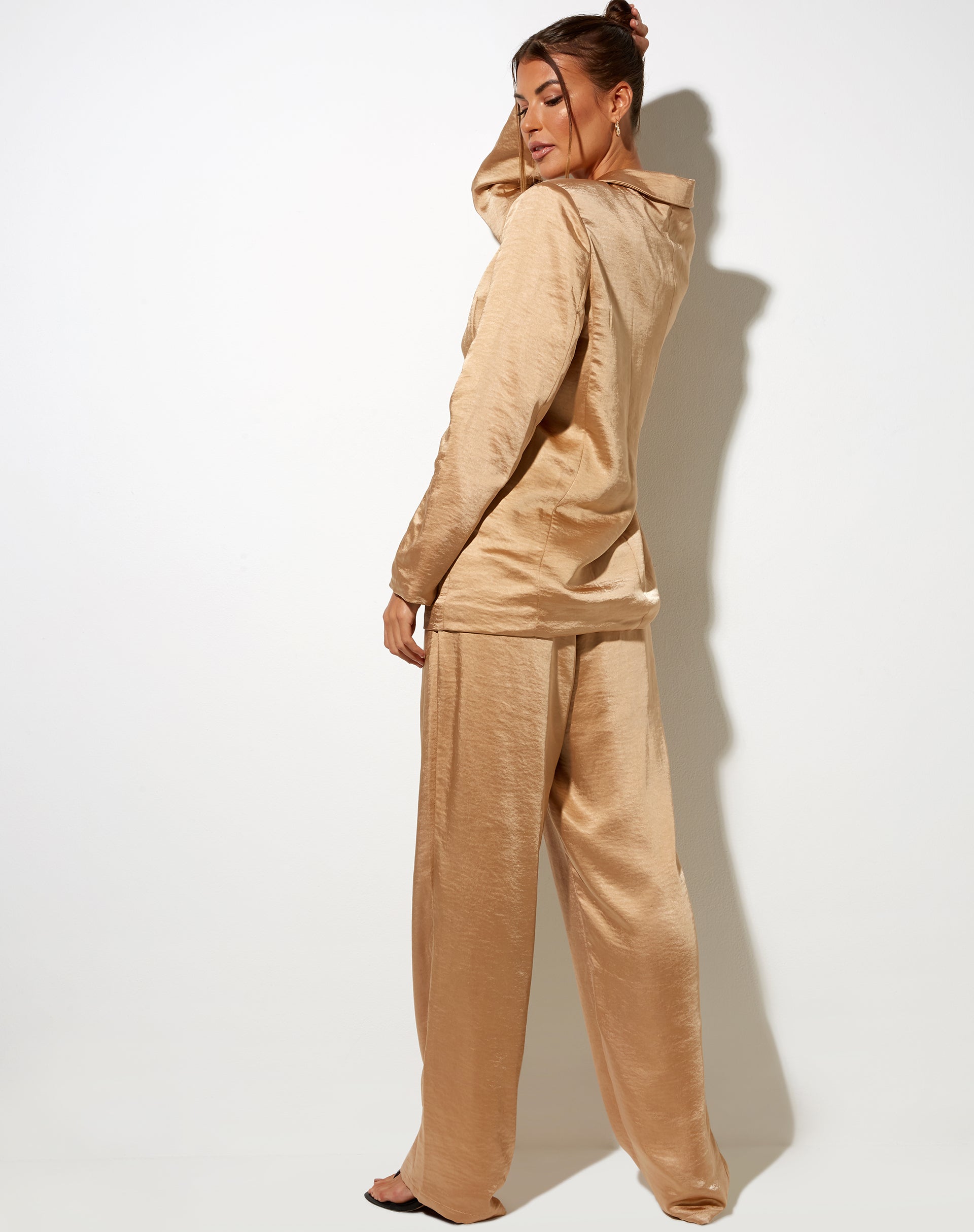 Sakila Trouser in Satin Golden Sand-Nico Sky