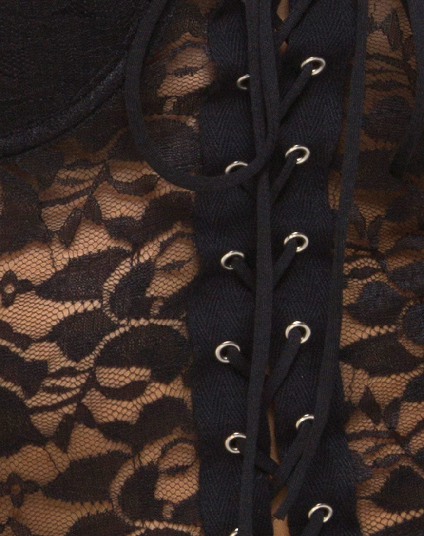 Sakina Bodycon Dress in Lace Black-Nico Sky