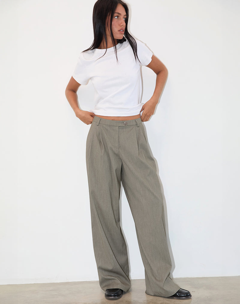 Sakira Tailored Trouser in Khaki Grey-Nico Sky