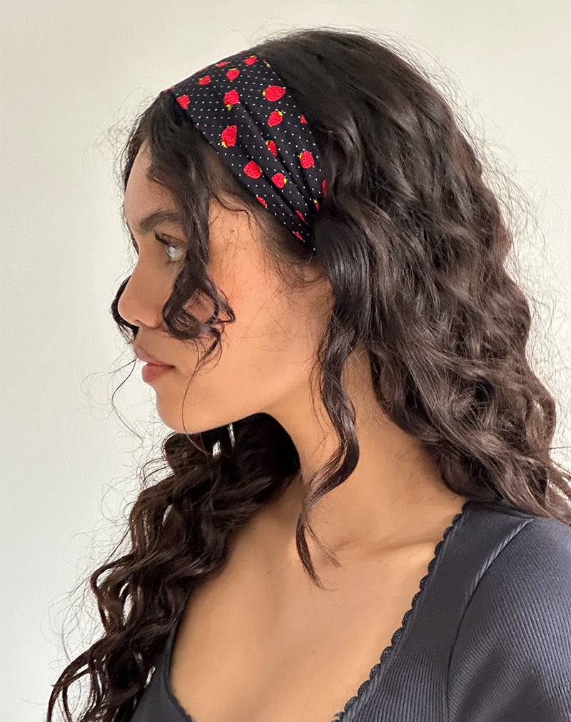 Sala Headband in Strawberry Polka Black-Nico Sky